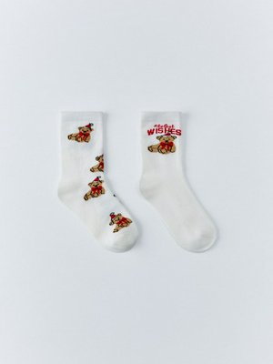 Набор из 2 пар носков с принтом для девочек, белый, арт. 15431