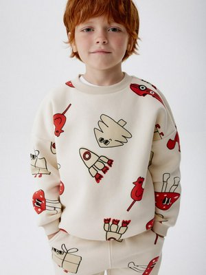 Свитшот с новогодним принтом для мальчиков, бежевый, арт. 15433
