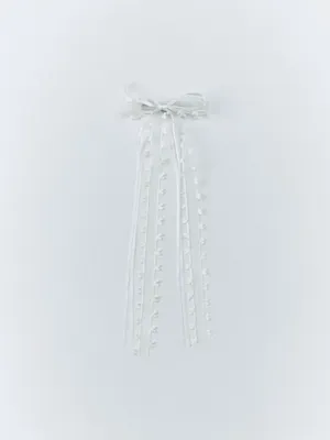 Заколка с бантом, белый, арт. 15437