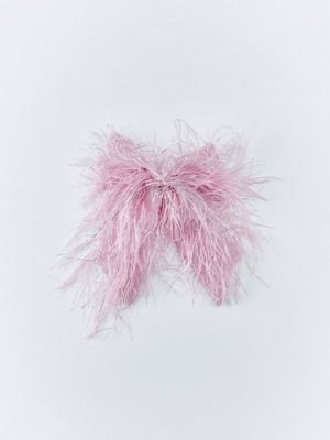 Заколка в виде банта из перьев, розовый, серебристый, арт. art001