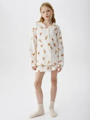 Пижама с рубашкой и шортами из муслина, арт. 15450