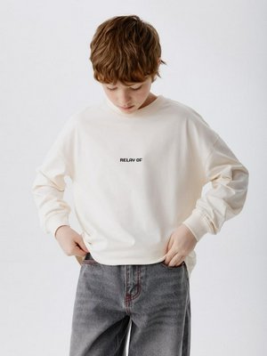 Лонгслив оверсайз с новогодним принтом, молочный, арт. ls12345