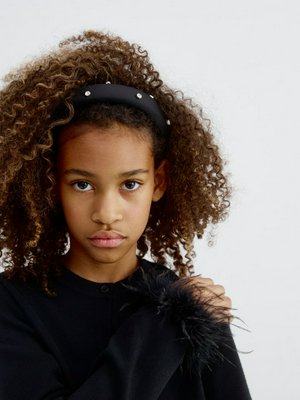 Ободок с бусинами для девочек, черный, арт. 15460