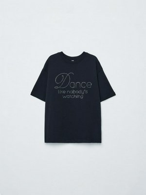 Футболка оверсайз со стразами, черный, арт. art077