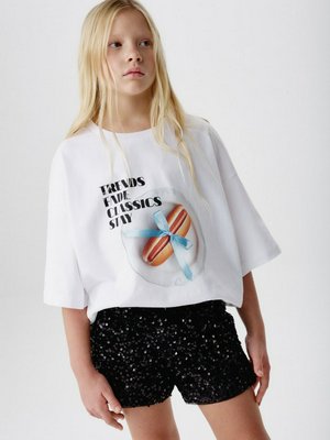 Футболка оверсайз с новогодним принтом, белый, арт. 15467