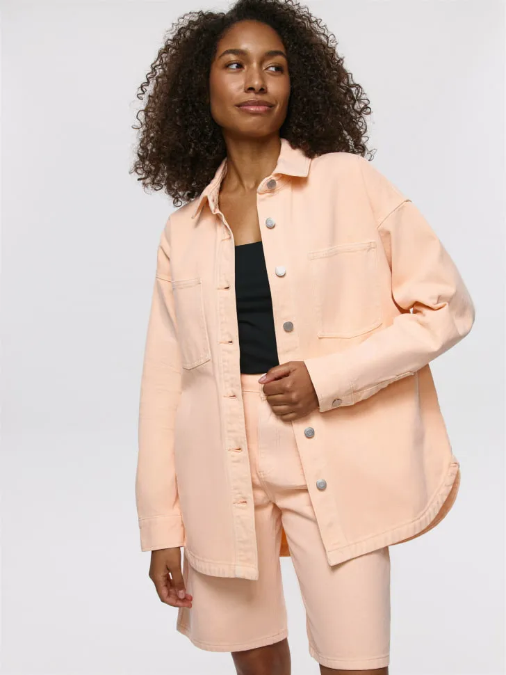 Джинсовая рубашка оверсайз, оранжевый, арт. 15468