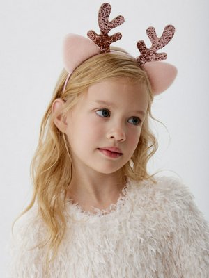 Новогодний пушистый ободок для девочек, розовый, арт. 15472