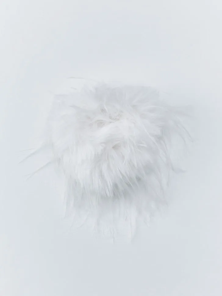 Резинка для волос с декором из перьев, белый, арт. 15475