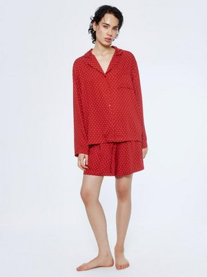 Пижама с принтом в горошек из вискозы, красный, белый, арт. нет