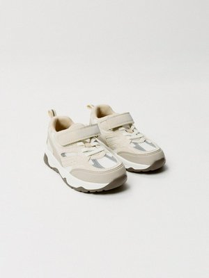 Кроссовки на липучке для мальчиков, бежевый, белый, арт. 15491