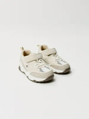 Кроссовки на липучке для мальчиков, бежевый, белый, арт. 15491