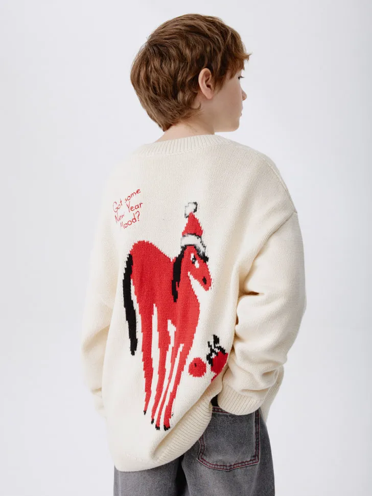 Вязаный кардиган оверсайз с вышивкой, белый, арт. 15492