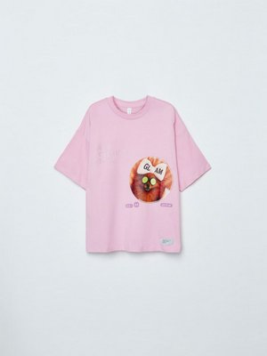 Футболка оверсайз с принтом, розовый, арт. 15495