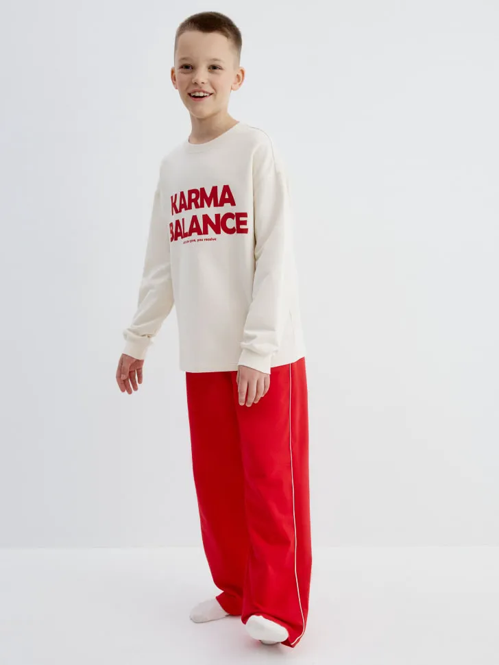 Пижама оверсайз с принтом, разноцветный, арт. 15496