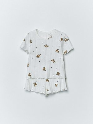 Пижама для девочек с принтом, белый, арт. 001