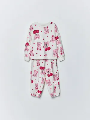 Пижама из футера с принтом для девочек, арт. 15510