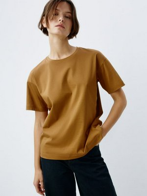 Футболка оверсайз из мерсеризованного хлопка, коричневый, арт. 15520