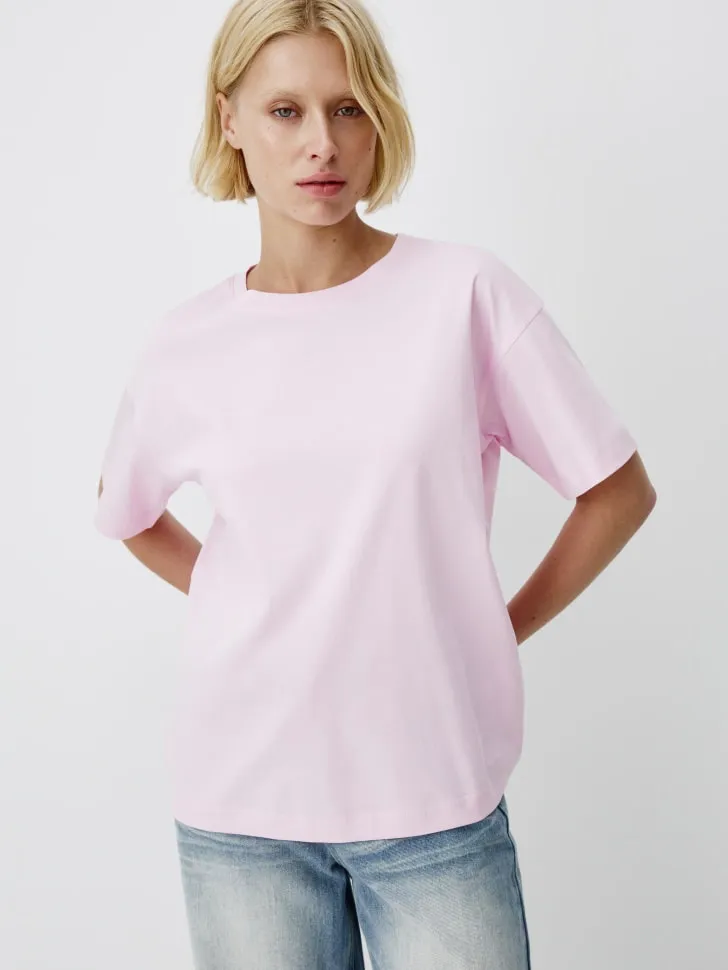 Футболка оверсайз из мерсеризованного хлопка, розовый, арт. 15521