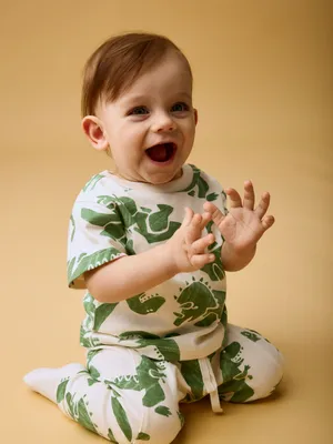 Трикотажные брюки для малышей, белый, зеленый, арт. 15527