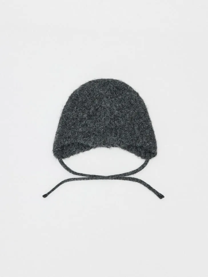 Вязаная шапка-чепчик, серый, арт. 001