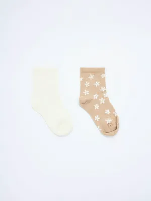 Набор из 2 пар носков для малышей, бежевый, белый, арт. 15538