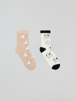 Набор носков для девочек, 2 пары, бежевый, белый, арт. art123