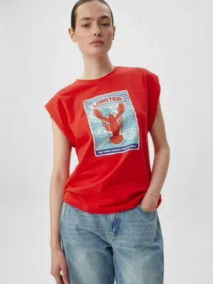 Футболка оверсайз без рукавов, красный, арт. n/a