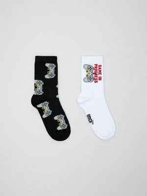 Набор из 2 пар носков для мальчиков, черный, белый, арт. б/а