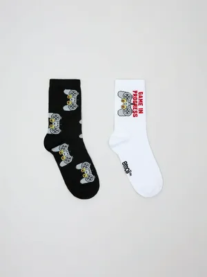 Набор из 2 пар носков для мальчиков, черный, белый, арт. б/а