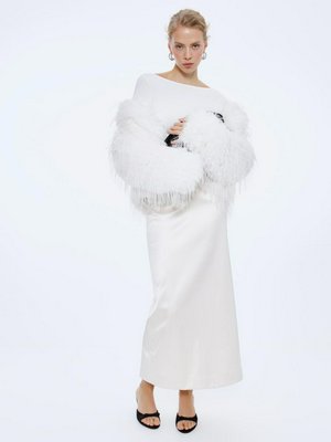 Сатиновая макси юбка, белый, арт. skirt001