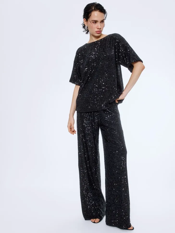 Широкие брюки с пайетками, арт. 15604