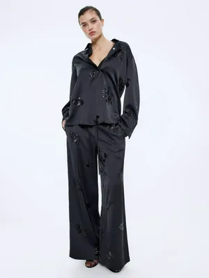 Сатиновые брюки с пайетками, арт. 15606