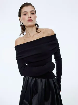 Джемпер с открытыми плечами, черный, арт. 15611