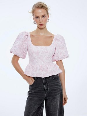 Блуза из тафты с жаккардовым принтом, розовый, арт. 15614