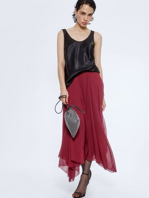 Юбка из жатого шифона, бордовый, арт. art001