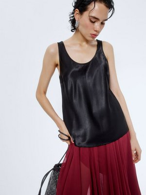 Вечерний топ из сатина, черный, арт. 0000