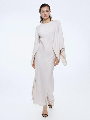 Сатиновое платье с широкими рукавами, бежевый, арт. 15622