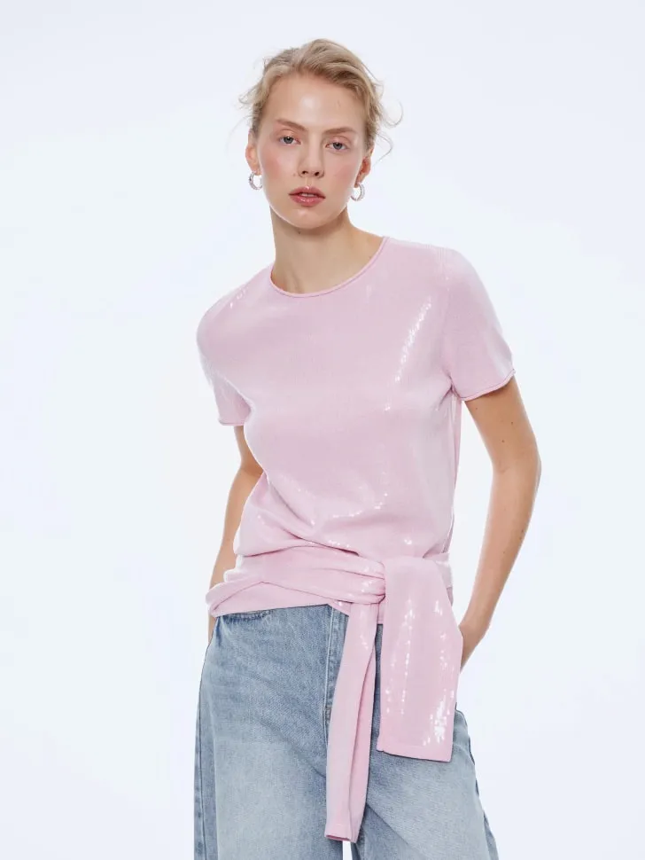 Джемпер с пайетками, розовый, арт. 15630