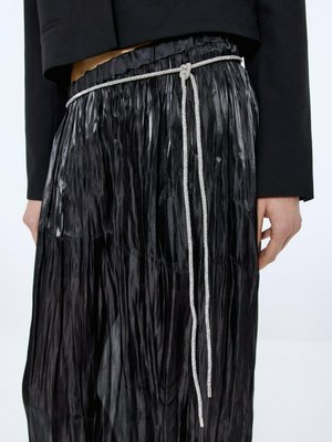 Пояс длинный со стразами, серебристый, арт. б/н