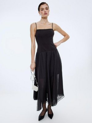 Платье с шифоновой юбкой, черный, арт. shf001