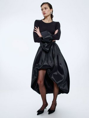 Юбка-баллон из фактурной тафты, черный, арт. 15634