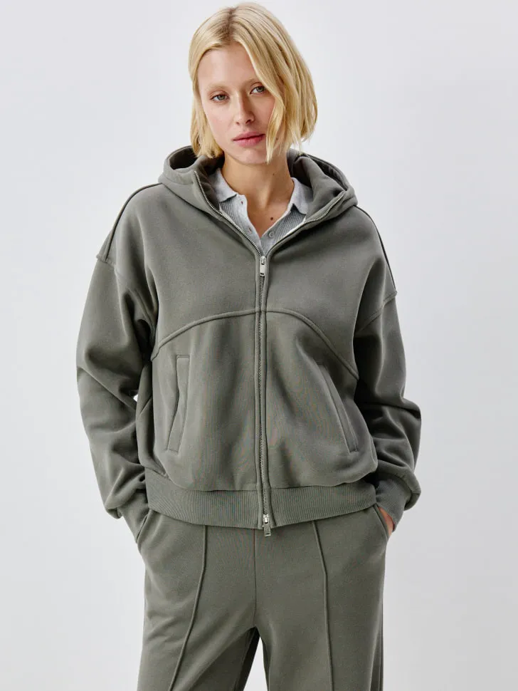 Толстовка оверсайз из футера, хаки, арт. 15635