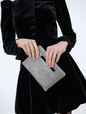 Сумка кроссбоди из страз, серебристый, арт. art001