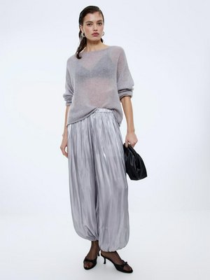 Брюки-шаровары из жатой ткани, серебристый, арт. brsh001