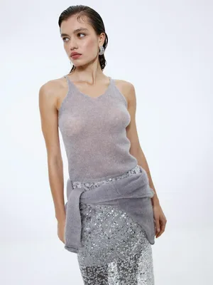 Вязаный топ из смесовой шерсти, фиолетовый, арт. 15638