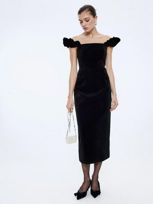 Бархатное платье футляр, черный, арт. vlvt001