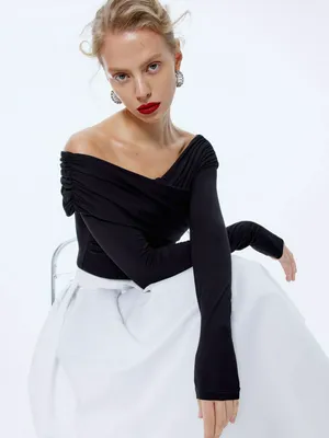 Боди с открытыми плечами, черный, арт. bod001