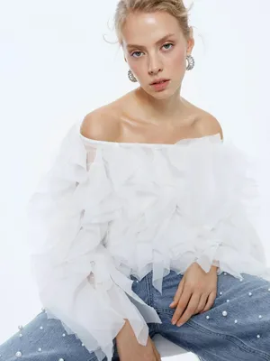 Объемный топ с воланами из органзы, арт. 15648