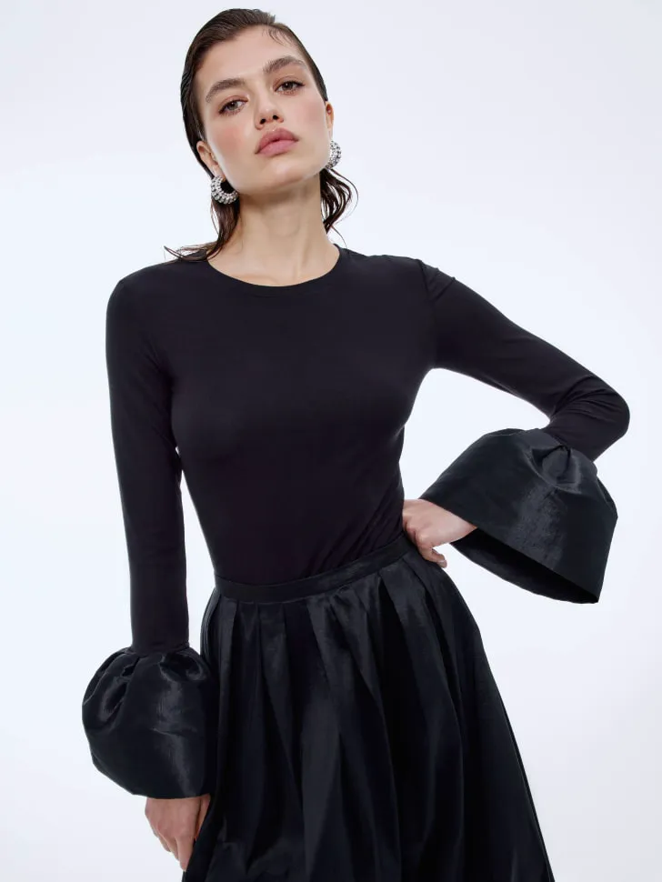 Лонгслив с рукавами-фонариками из тафты, арт. 15651