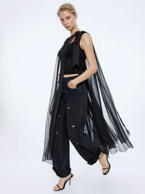 Джинсы WIDE LEG с подвесками и стразами, арт. 15653